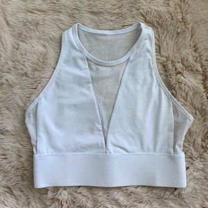 Fabletics Midi White Mesh Sports Bra